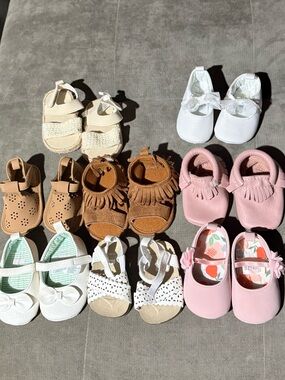 Various Kids Soft-Soled Pink and White Baby Shoes - Multiple Styles 0-6 months